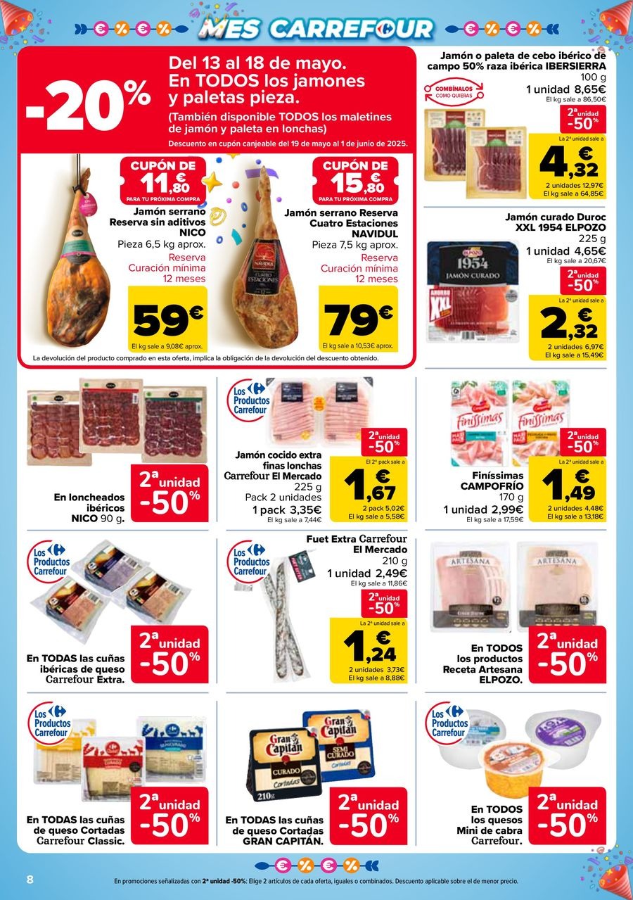 Carrefour Spain Offers from 13 to 26 May 2025 50% RETURN + 2ND UNIT AT -50%