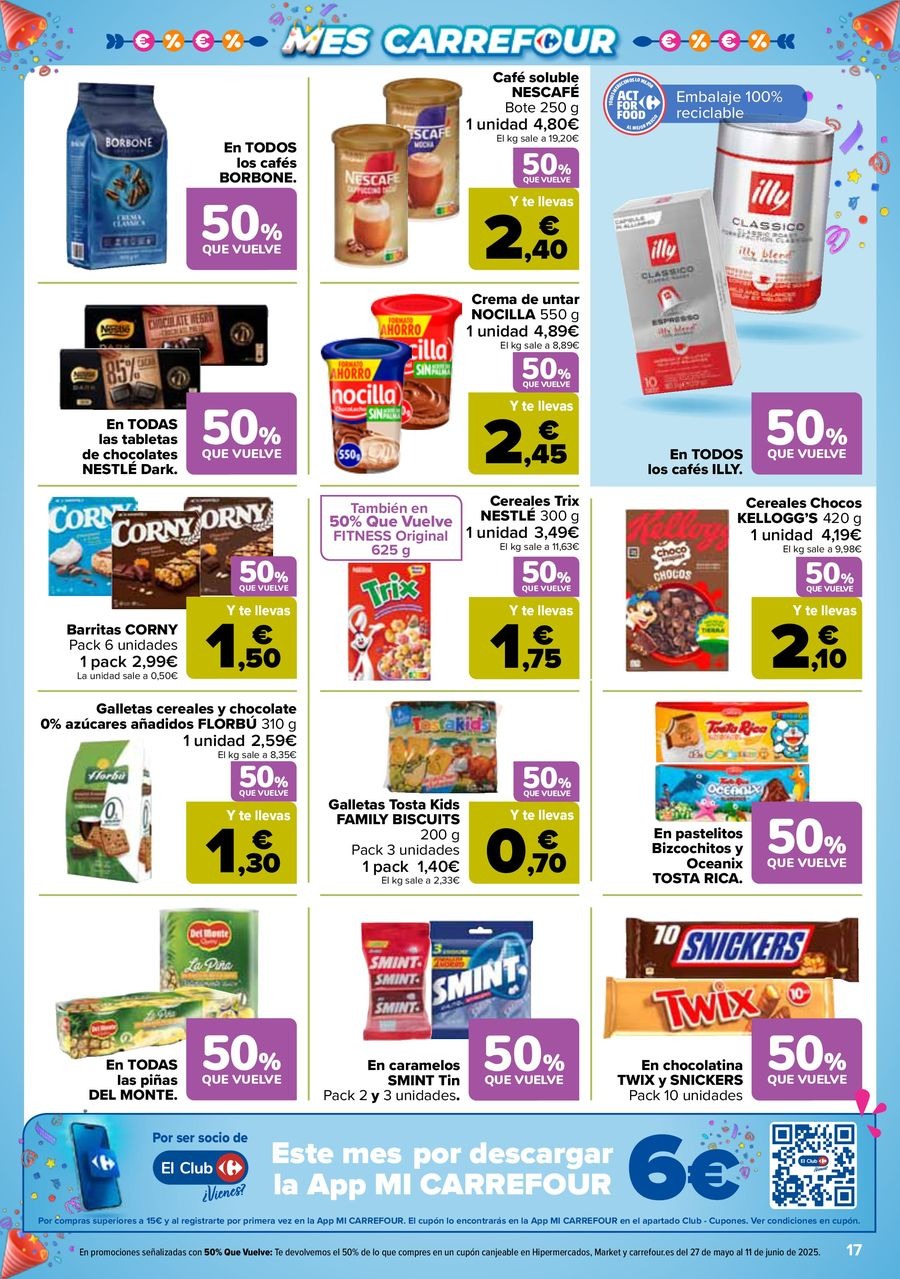 Carrefour Spain Offers from 13 to 26 May 2025 50% RETURN + 2ND UNIT AT -50%