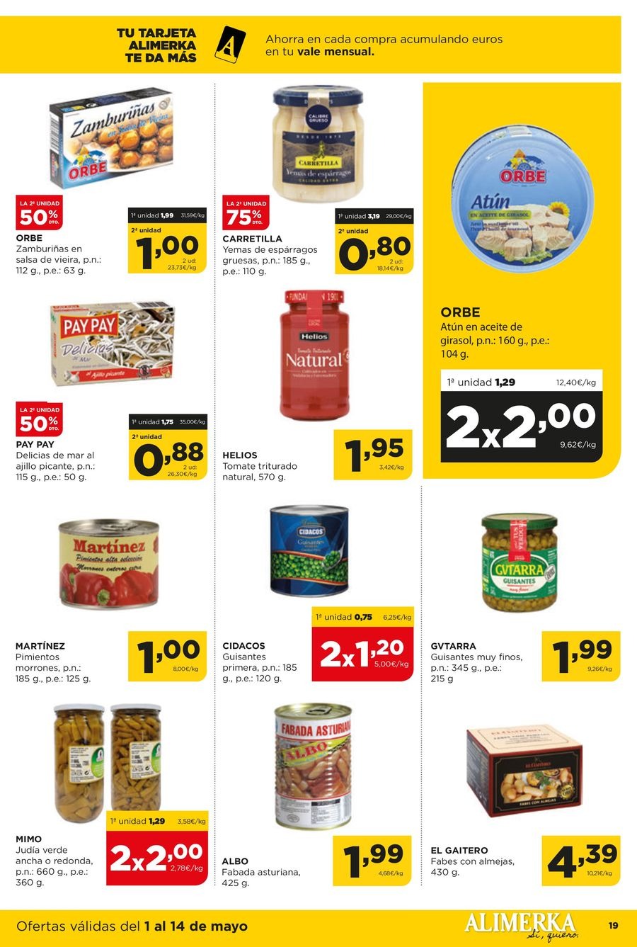 Ofertas de ‎Alimerka Supermercados‎ España de 1 a 14 mayo 2025 Quincenal Ofertas