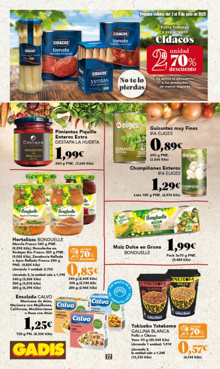 GADIS supermarket Spain Offers from 3 to 9 July 2025 New prices