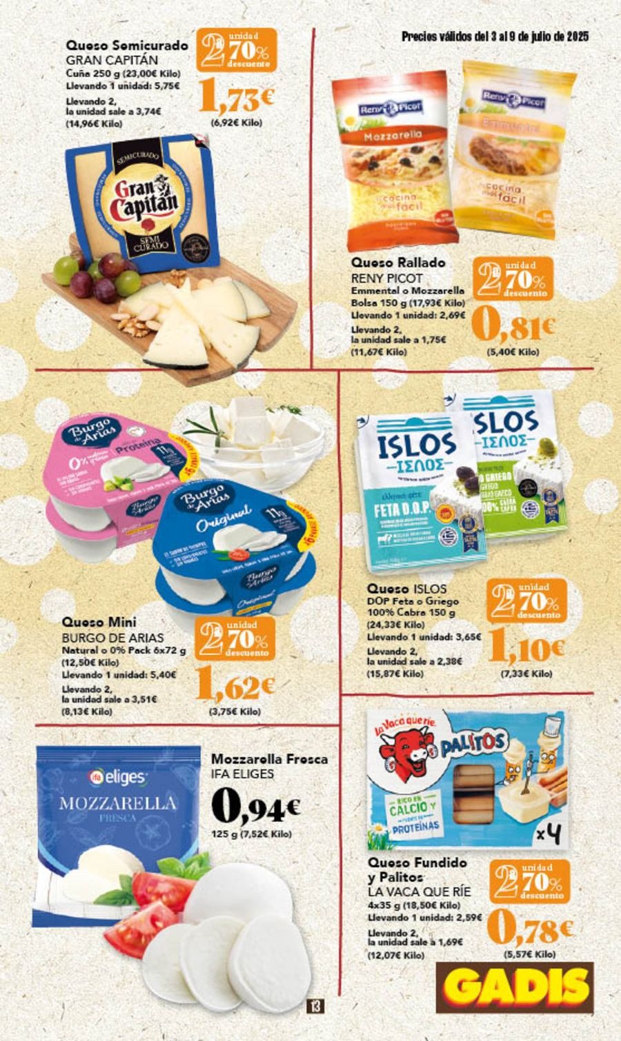 GADIS supermarket Spain Offers from 3 to 9 July 2025 New prices