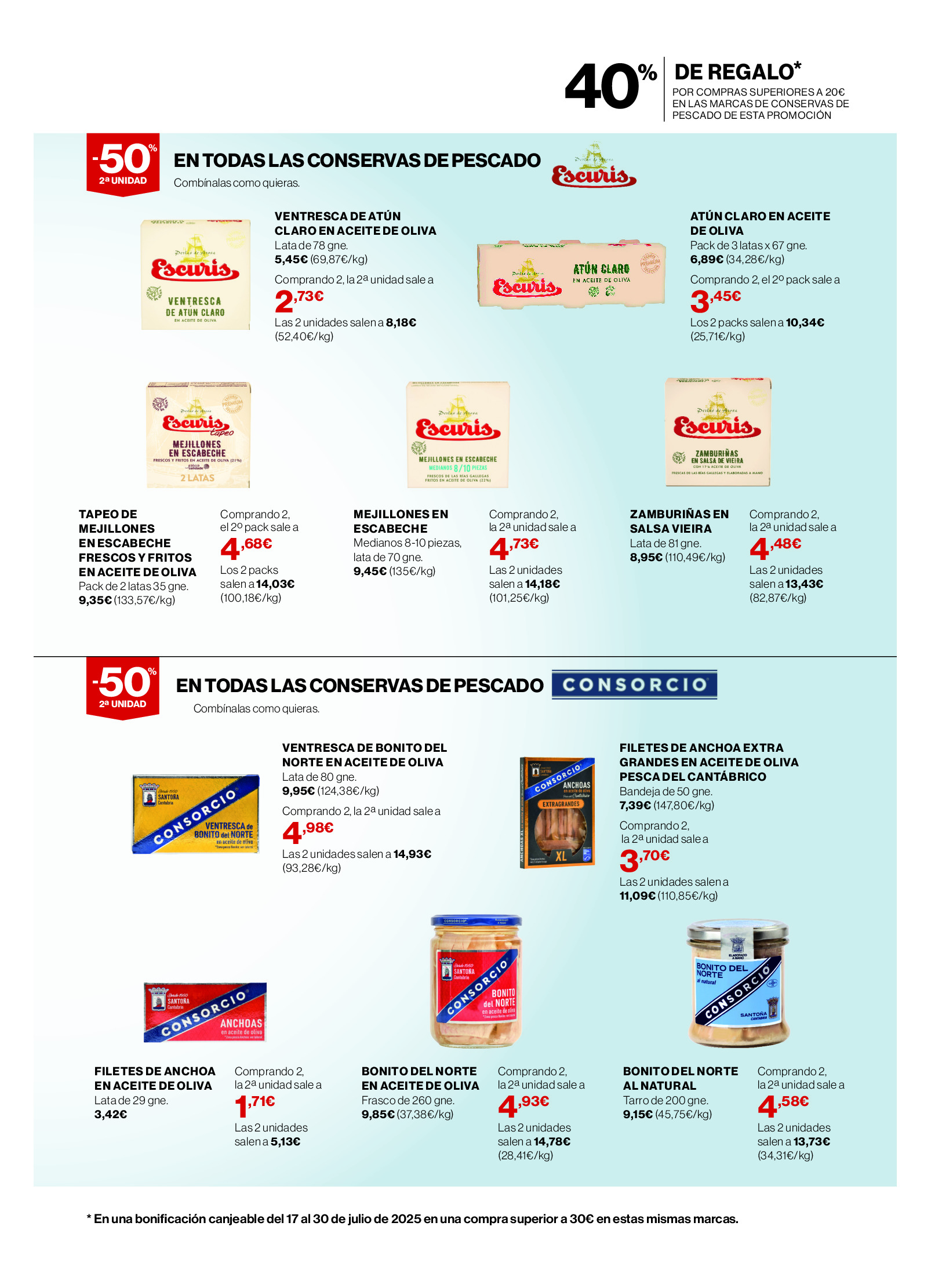 Ofertas de Hipercor España de 3 a 16 julio 2025 Conserves de Peix ofertas