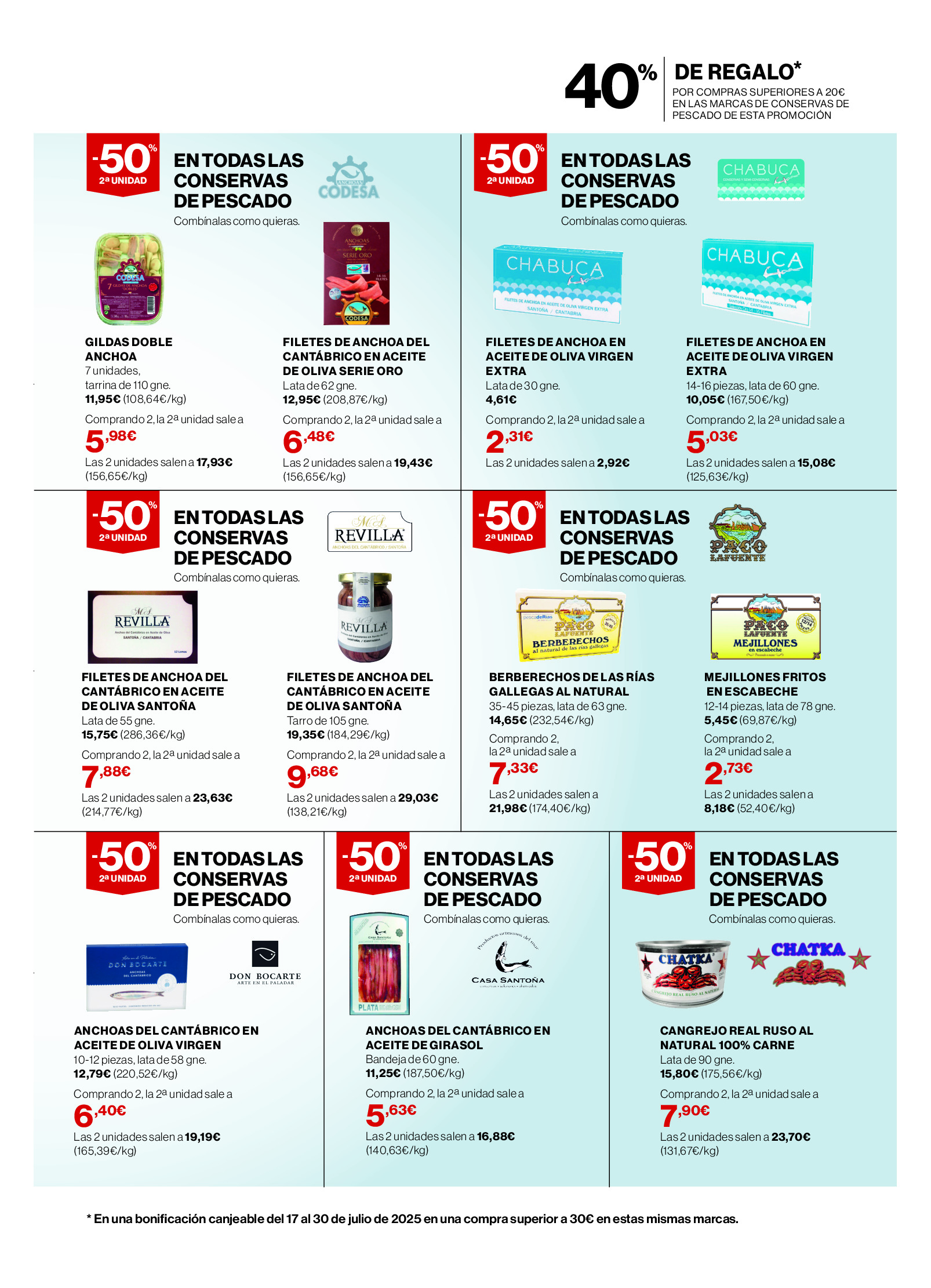 Ofertas de Hipercor España de 3 a 16 julio 2025 Conserves de Peix ofertas