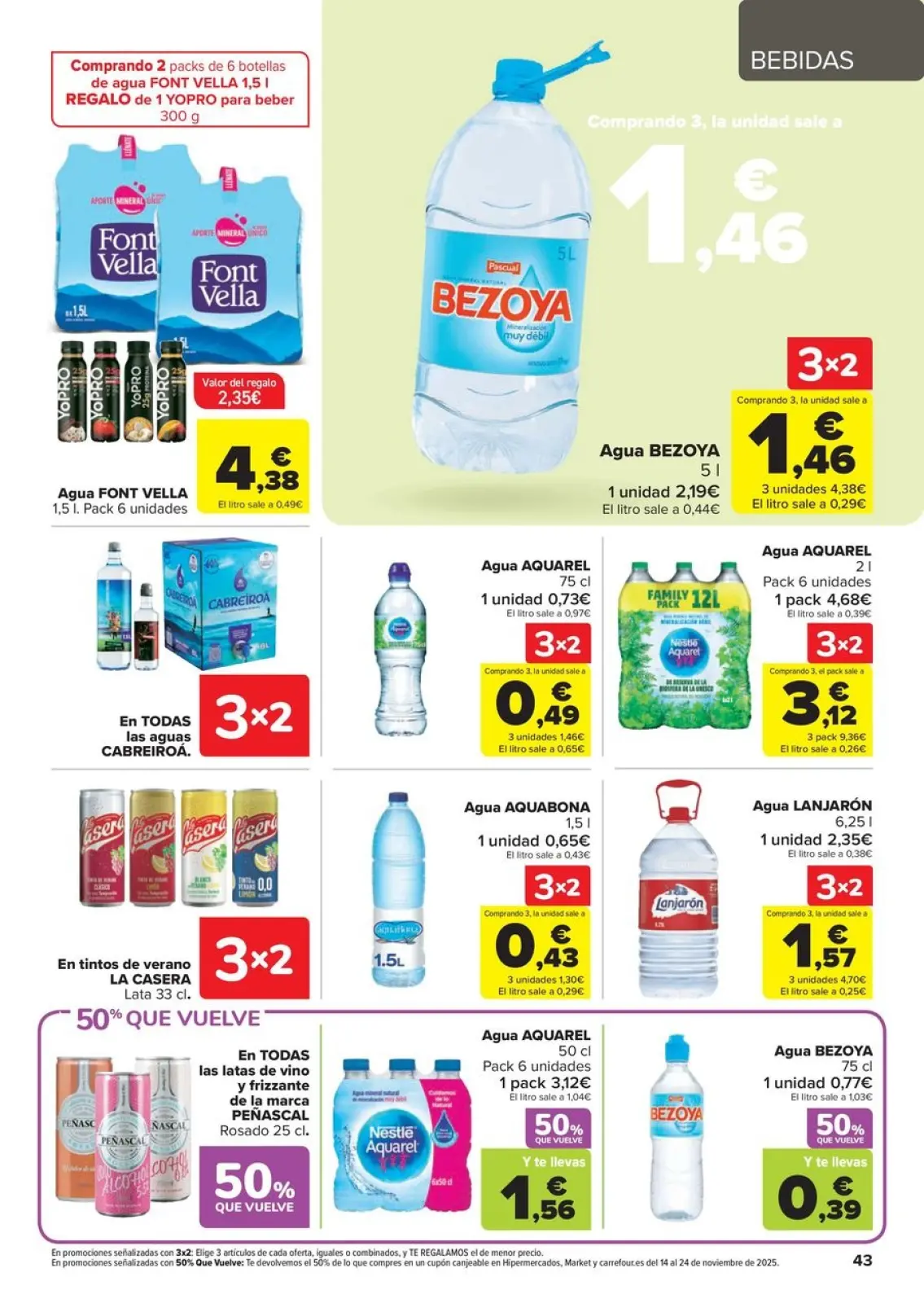 صفحة 43 ضمن خصم 50% على المرتجعات + عروض 3x2 في كارفور إسبانيا