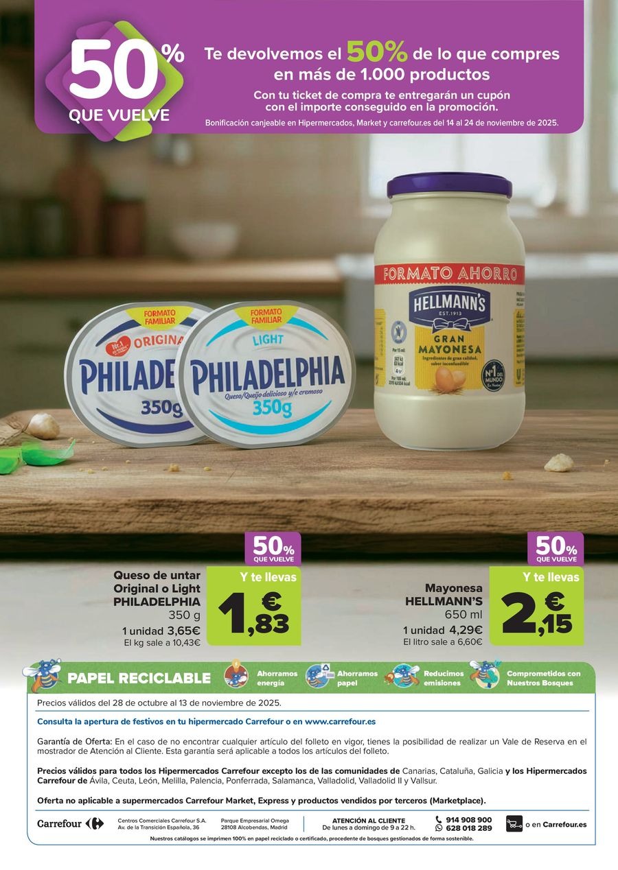 Carrefour Spain Offers from 28 October to 13 November 2025 50% OFF RETURNS + 3x2 Offers