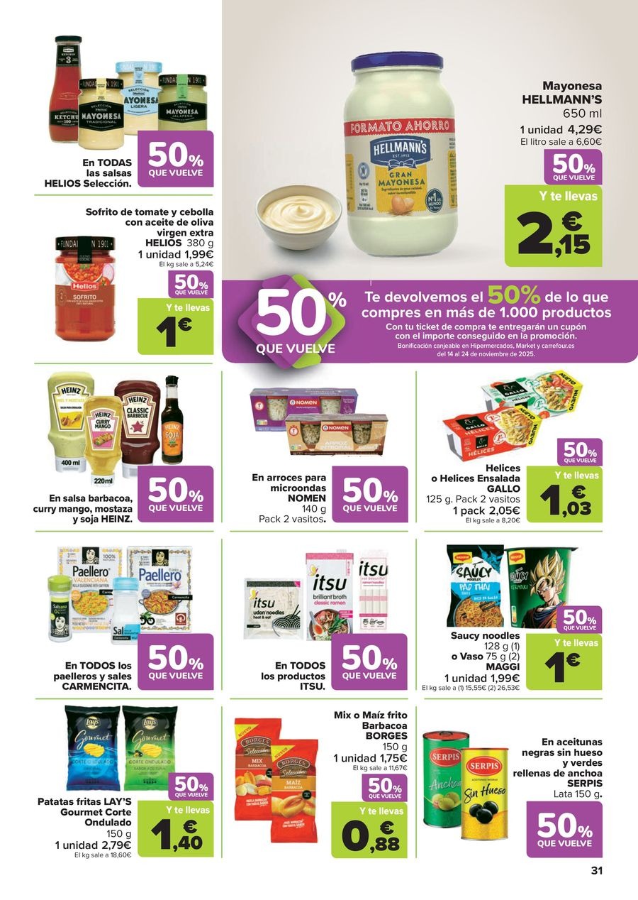 Carrefour Spain Offers from 28 October to 13 November 2025 50% OFF RETURNS + 3x2 Offers