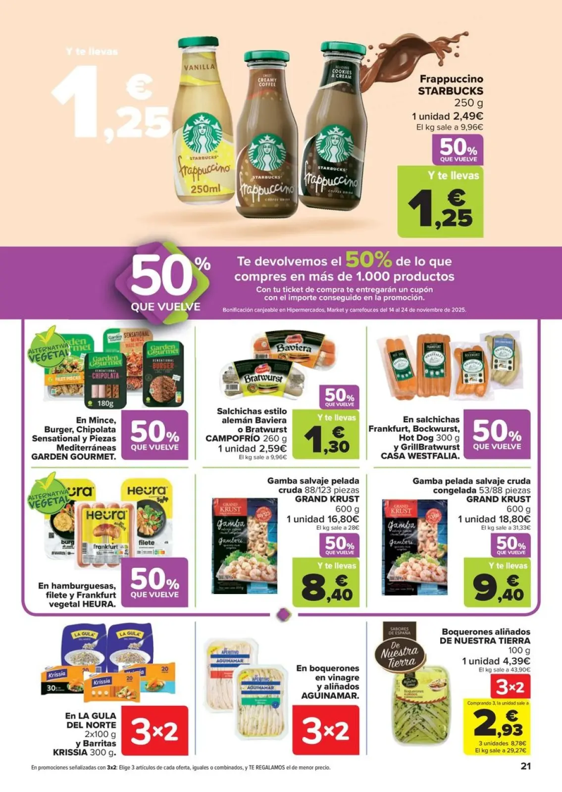 صفحة 21 ضمن خصم 50% على المرتجعات + عروض 3x2 في كارفور إسبانيا