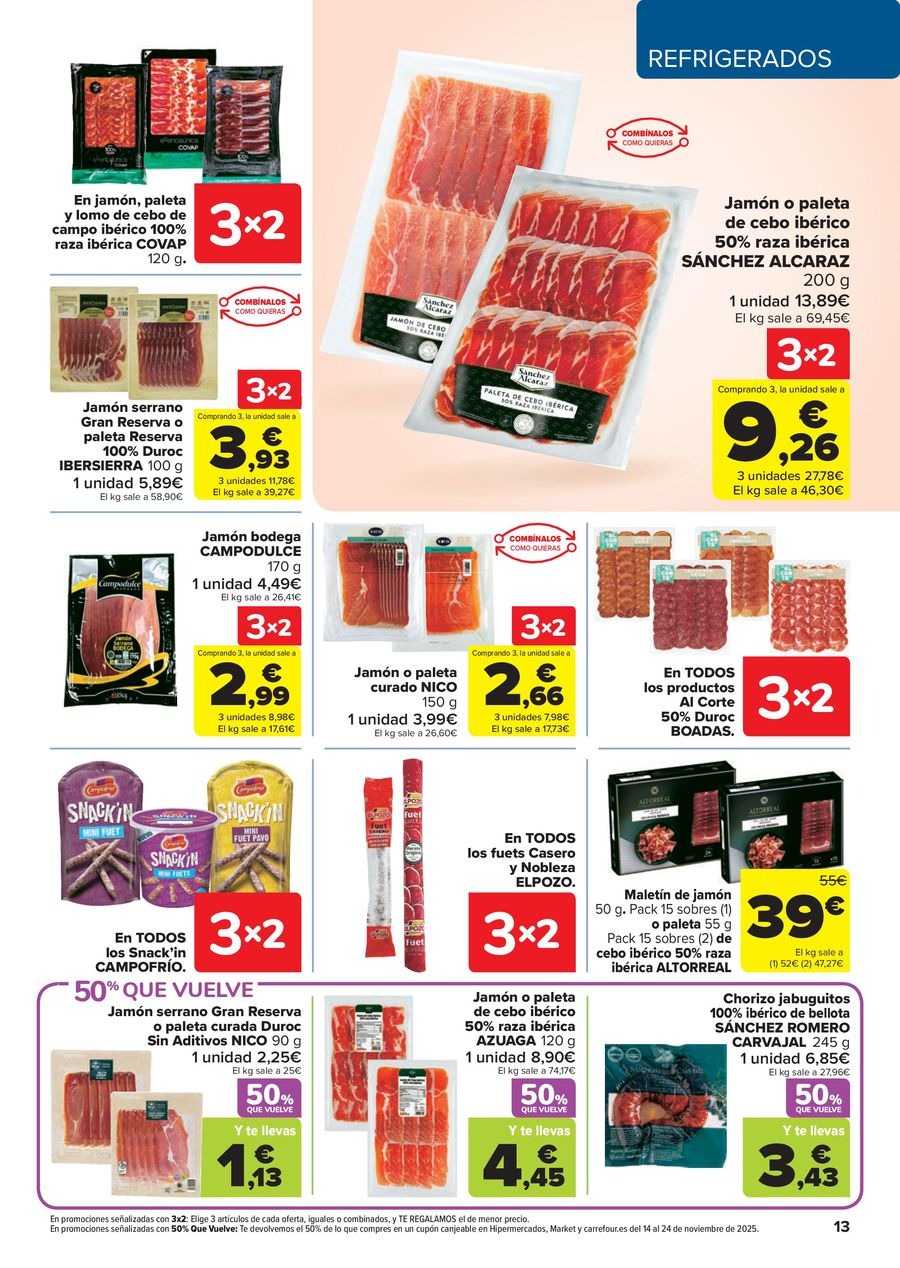 Carrefour Spain Offers from 28 October to 13 November 2025 50% OFF RETURNS + 3x2 Offers