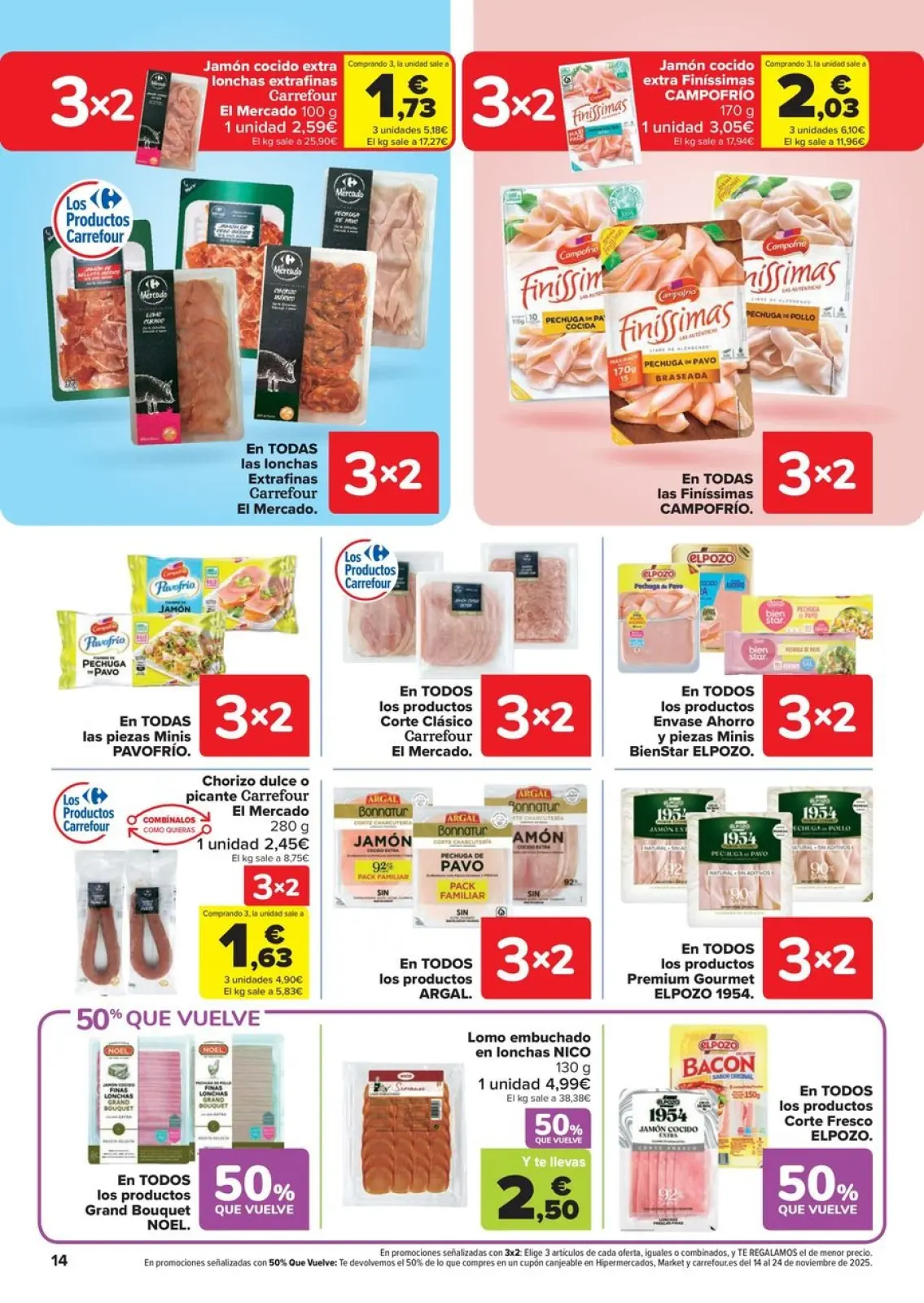 صفحة 14 ضمن خصم 50% على المرتجعات + عروض 3x2 في كارفور إسبانيا