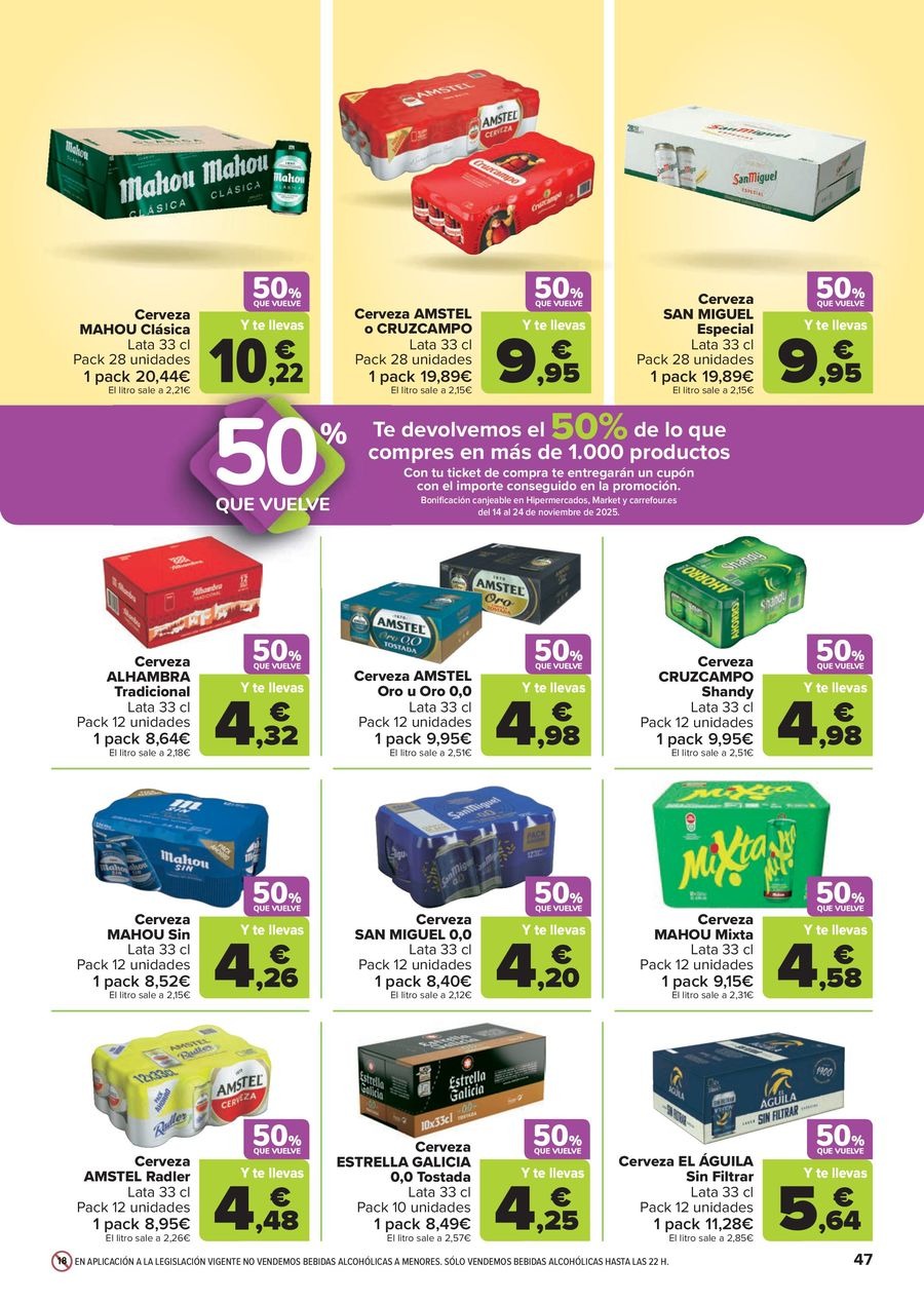 Carrefour Spain Offers from 28 October to 13 November 2025 50% OFF RETURNS + 3x2 Offers