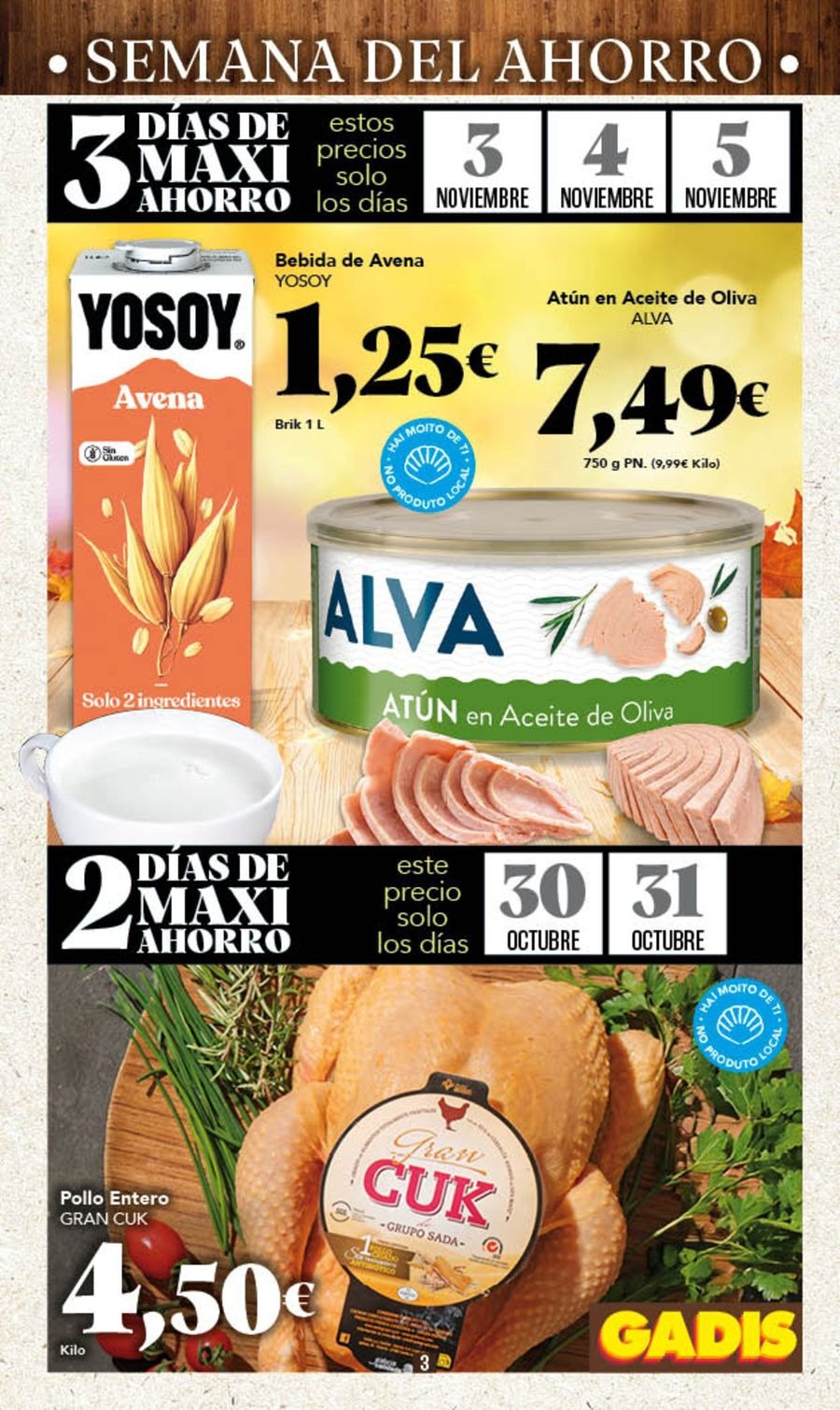 Ofertas de GADIS supermercado España de 30 octubre a 5 noviembre 2025 Nuevos precios