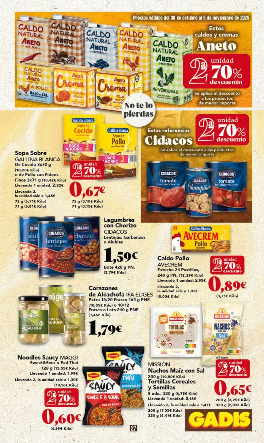 Ofertas de GADIS supermercado España de 30 octubre a 5 noviembre 2025 Nuevos precios