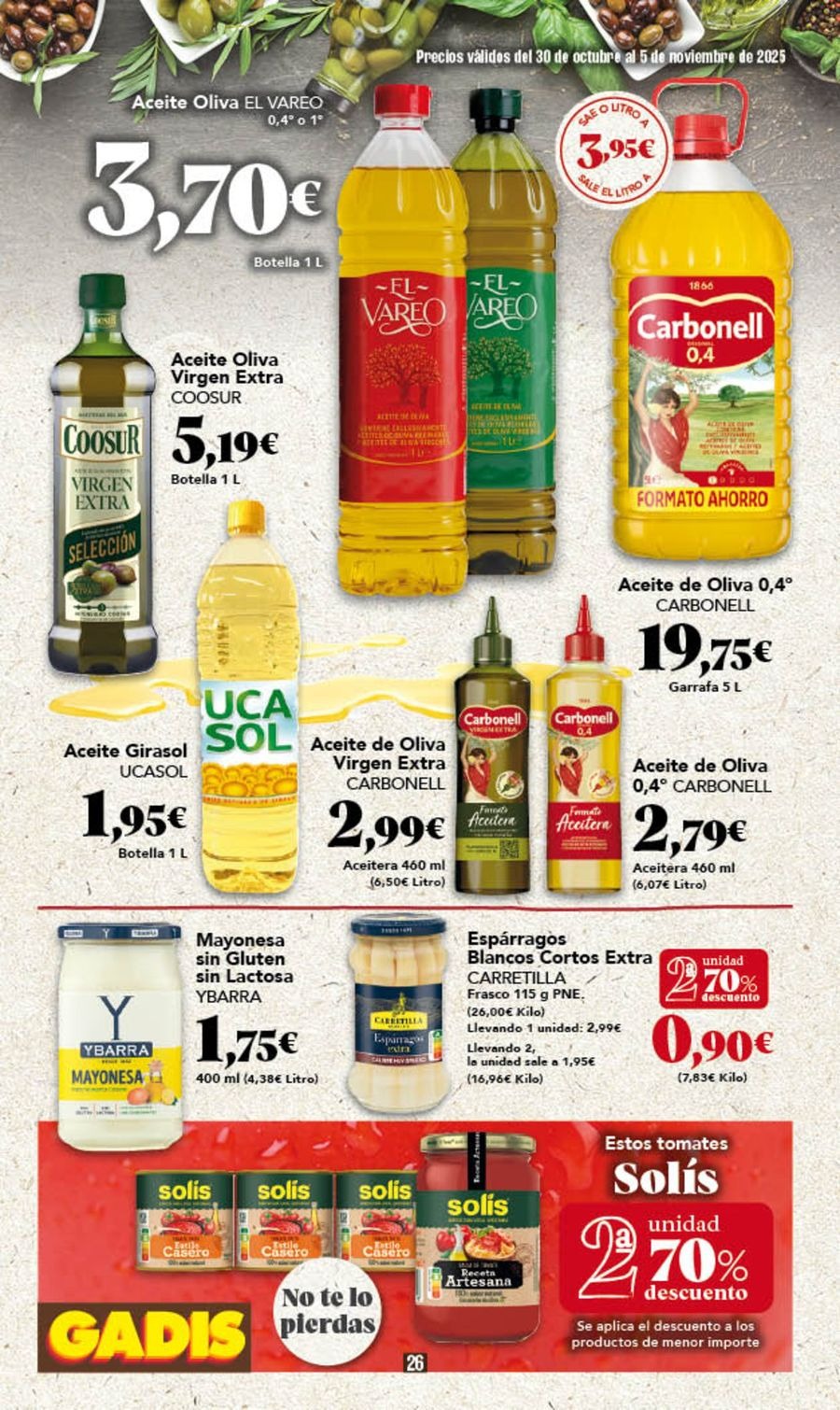 Ofertas de GADIS supermercado España de 30 octubre a 5 noviembre 2025 Nuevos precios