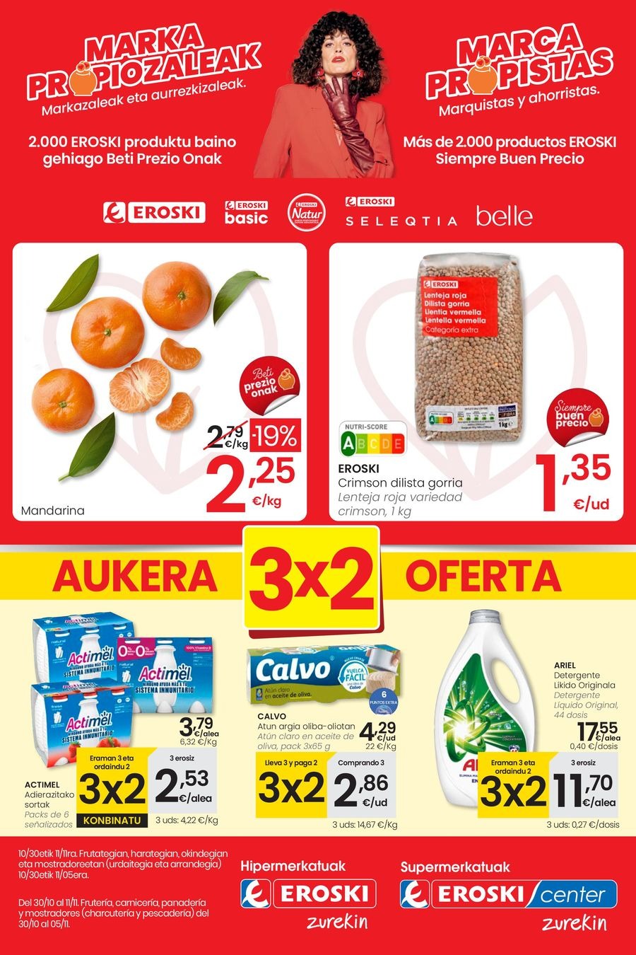Ofertas de Eroski España de 30 octubre a 11 noviembre 2025 OFERTA 3x2