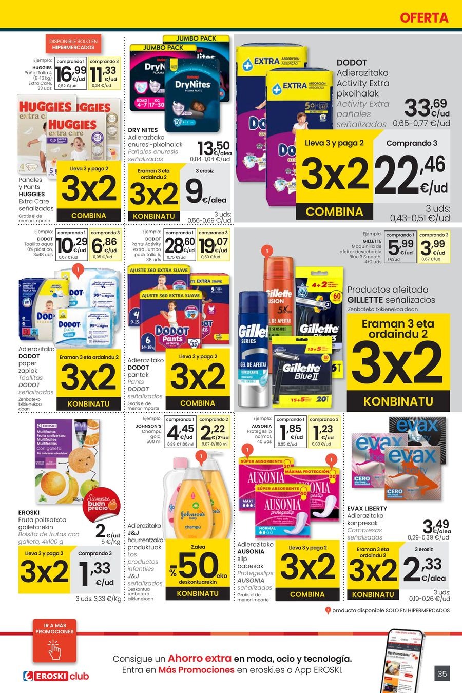 Ofertas de Eroski España de 30 octubre a 11 noviembre 2025 OFERTA 3x2