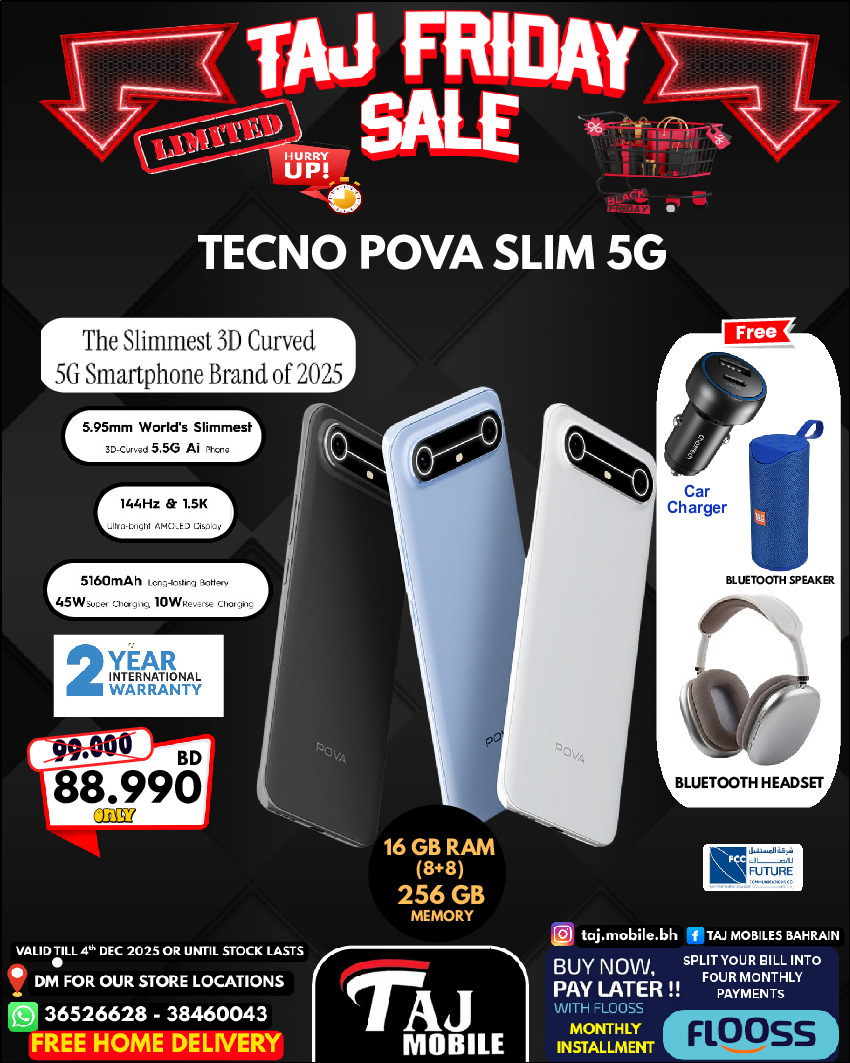 Taj Mobiles Bahrain Offers from 28 to 30 November 2025 Friday Offers