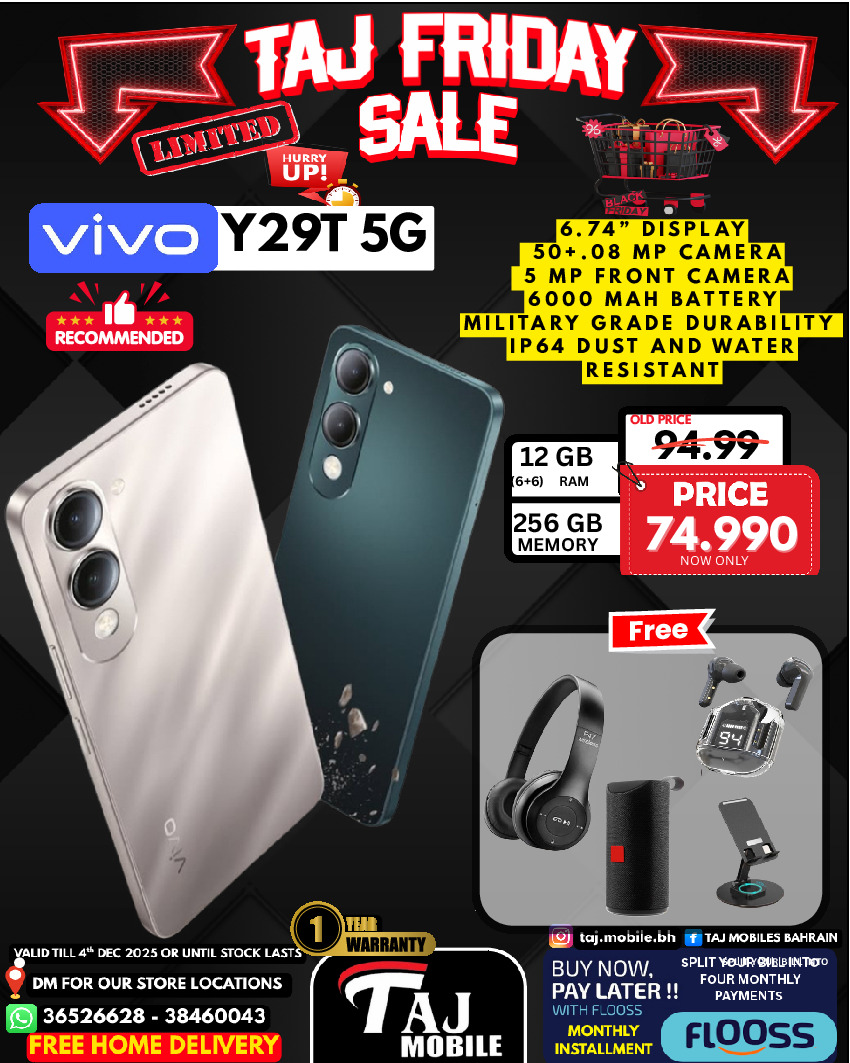 Taj Mobiles Bahrain Offers from 28 to 30 November 2025 Friday Offers