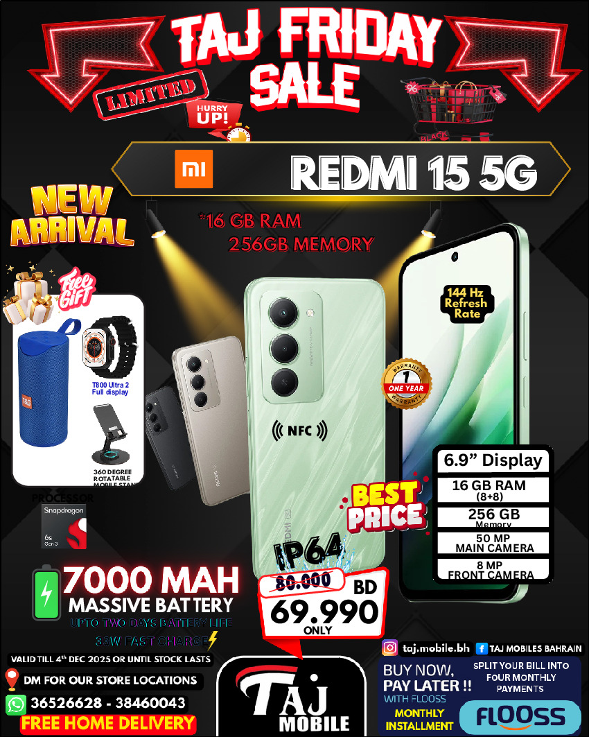 Taj Mobiles Bahrain Offers from 28 to 30 November 2025 Friday Offers