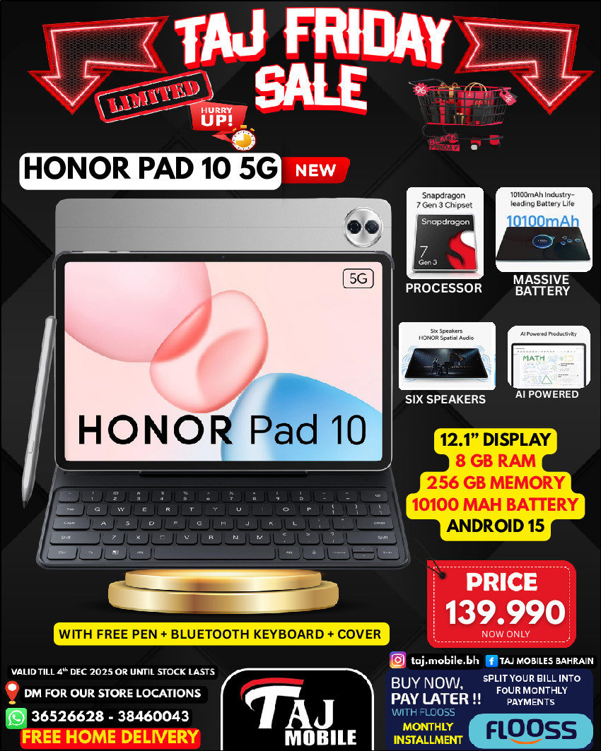 Taj Mobiles Bahrain Offers from 28 to 30 November 2025 Friday Offers