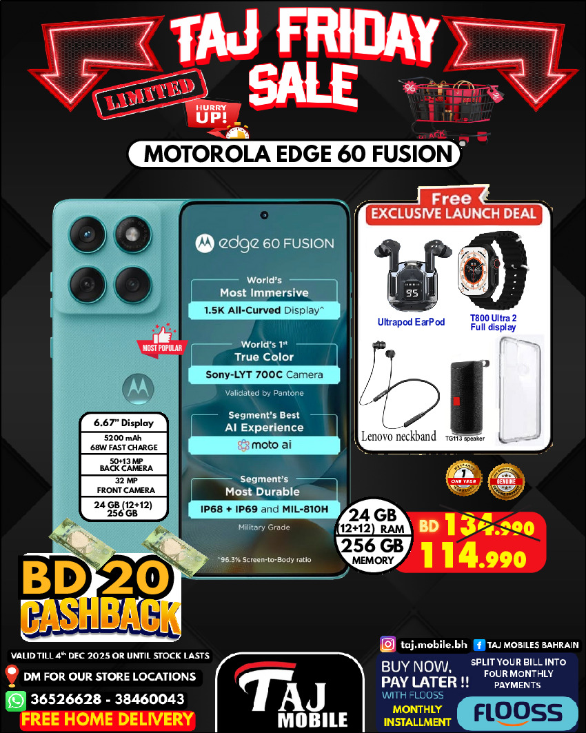 Taj Mobiles Bahrain Offers from 28 to 30 November 2025 Friday Offers