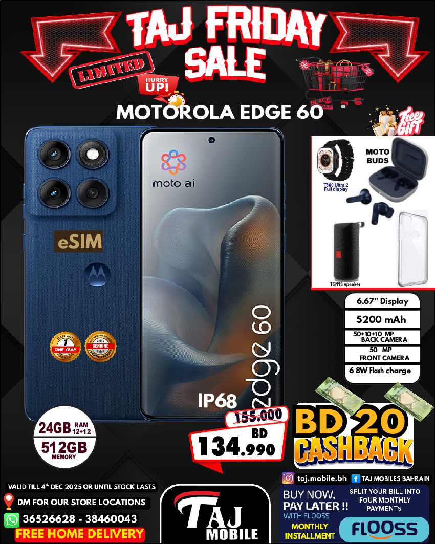 Taj Mobiles Bahrain Offers from 28 to 30 November 2025 Friday Offers