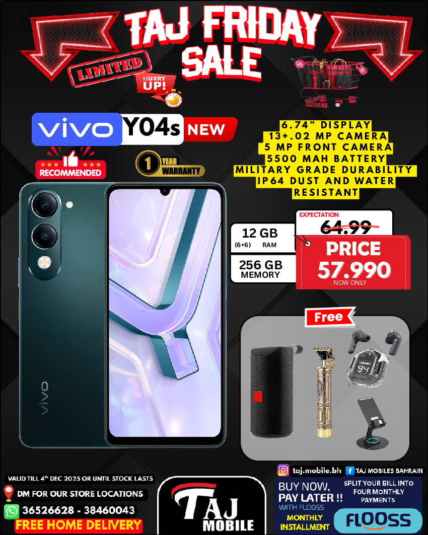 Taj Mobiles Bahrain Offers from 28 to 30 November 2025 Friday Offers