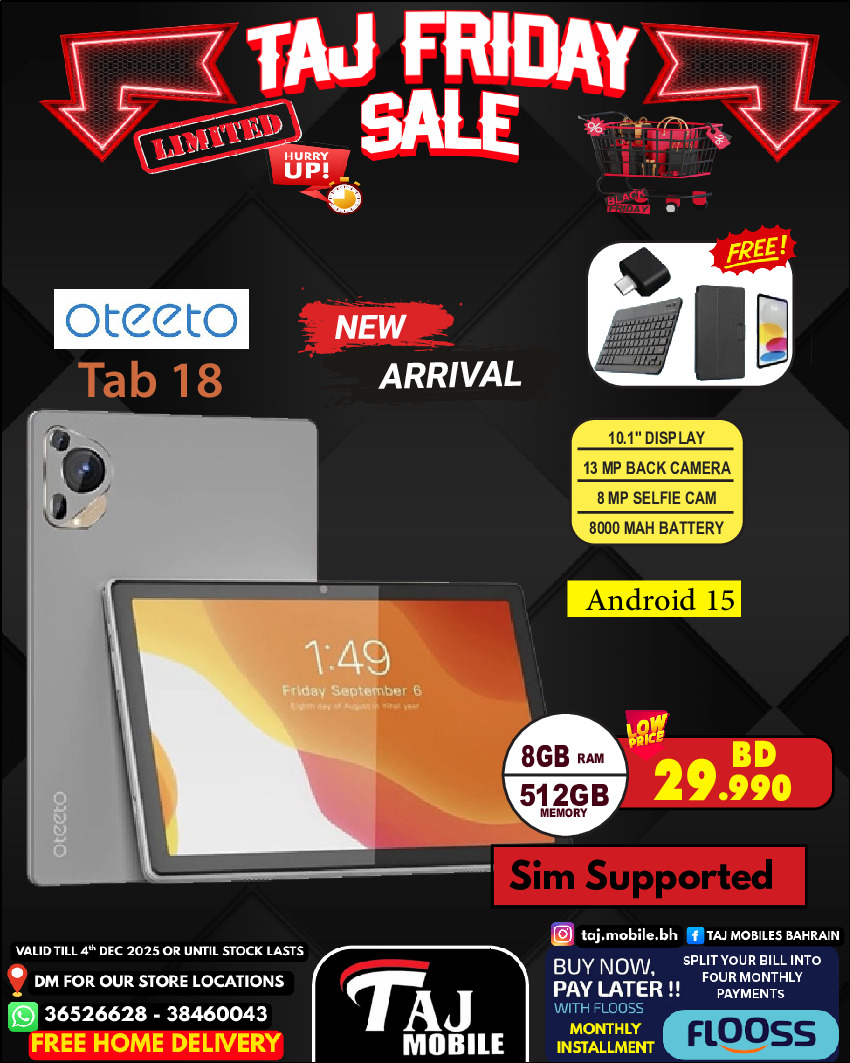 Taj Mobiles Bahrain Offers from 28 to 30 November 2025 Friday Offers