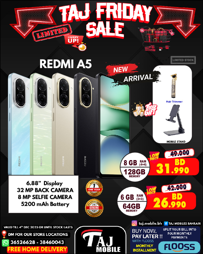 Taj Mobiles Bahrain Offers from 28 to 30 November 2025 Friday Offers