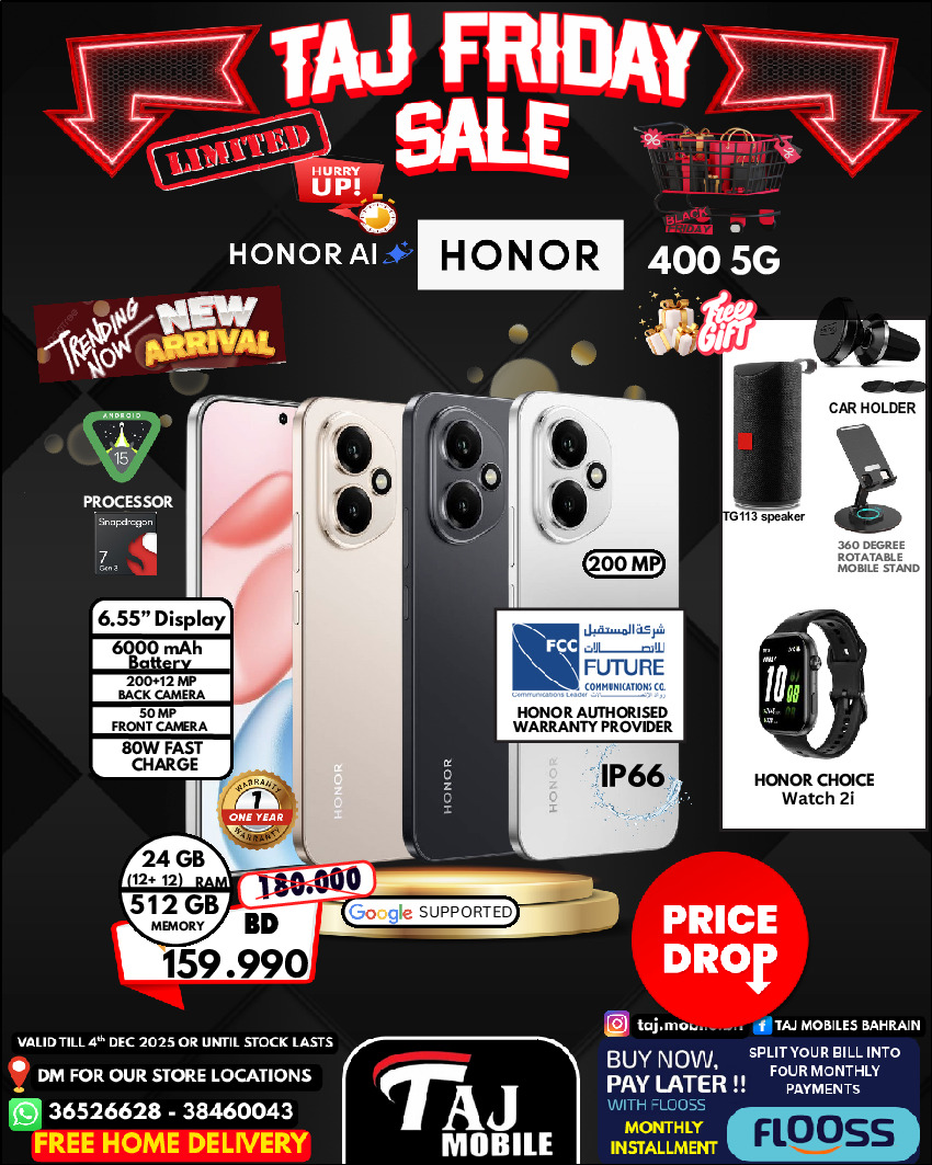 Taj Mobiles Bahrain Offers from 28 to 30 November 2025 Friday Offers