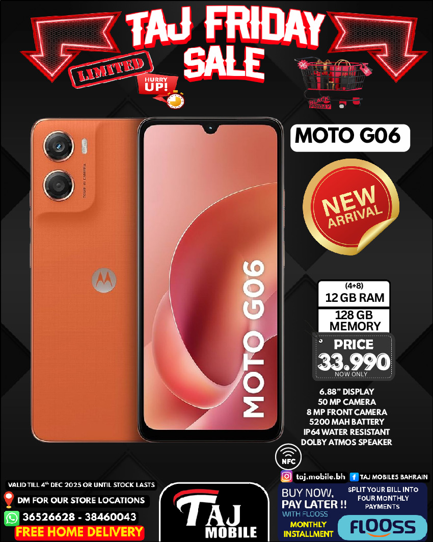 Taj Mobiles Bahrain Offers from 28 to 30 November 2025 Friday Offers