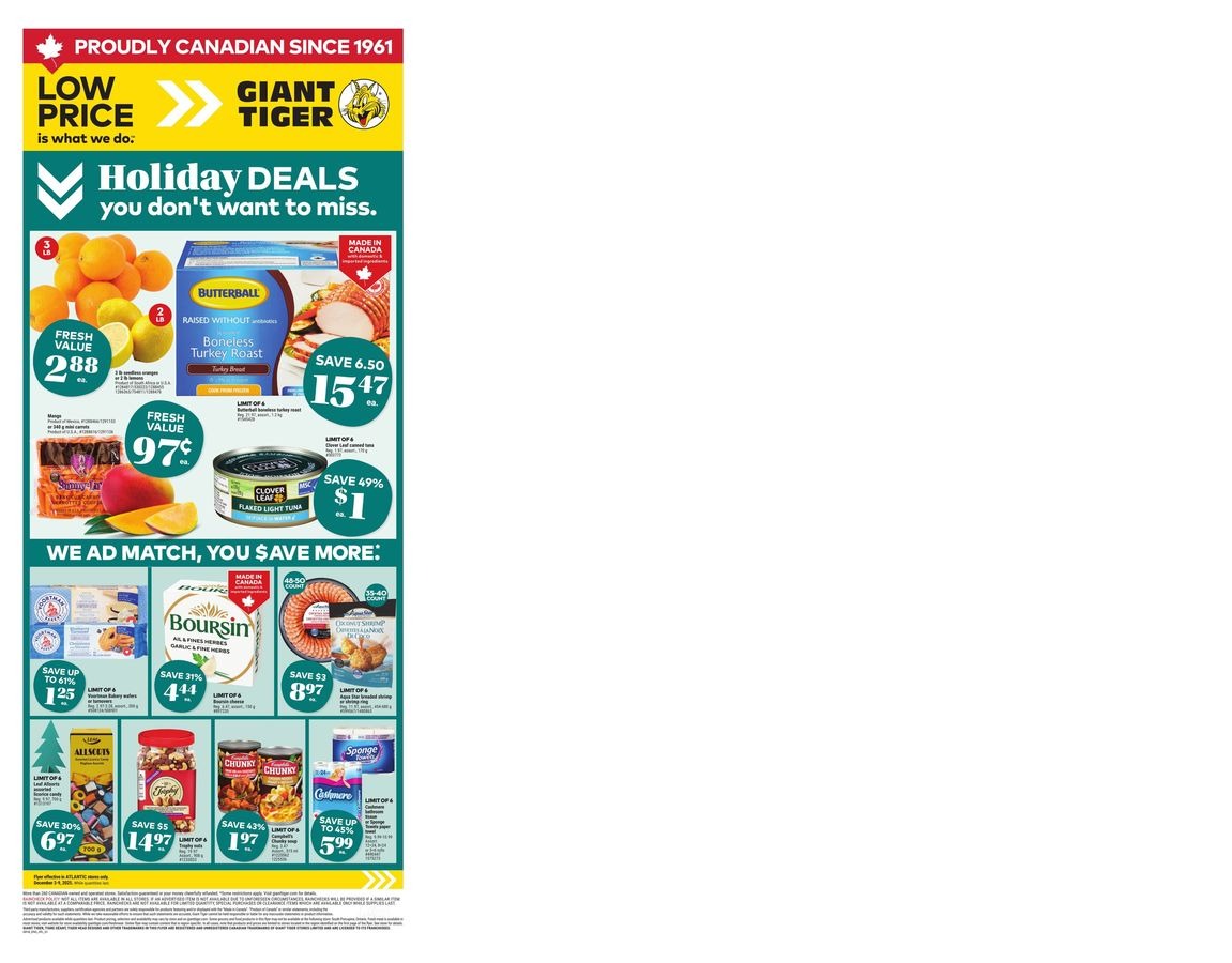 Offres Giant Tiger Canada de 3 à 9 décembre 2025 Prix ​​plus bas