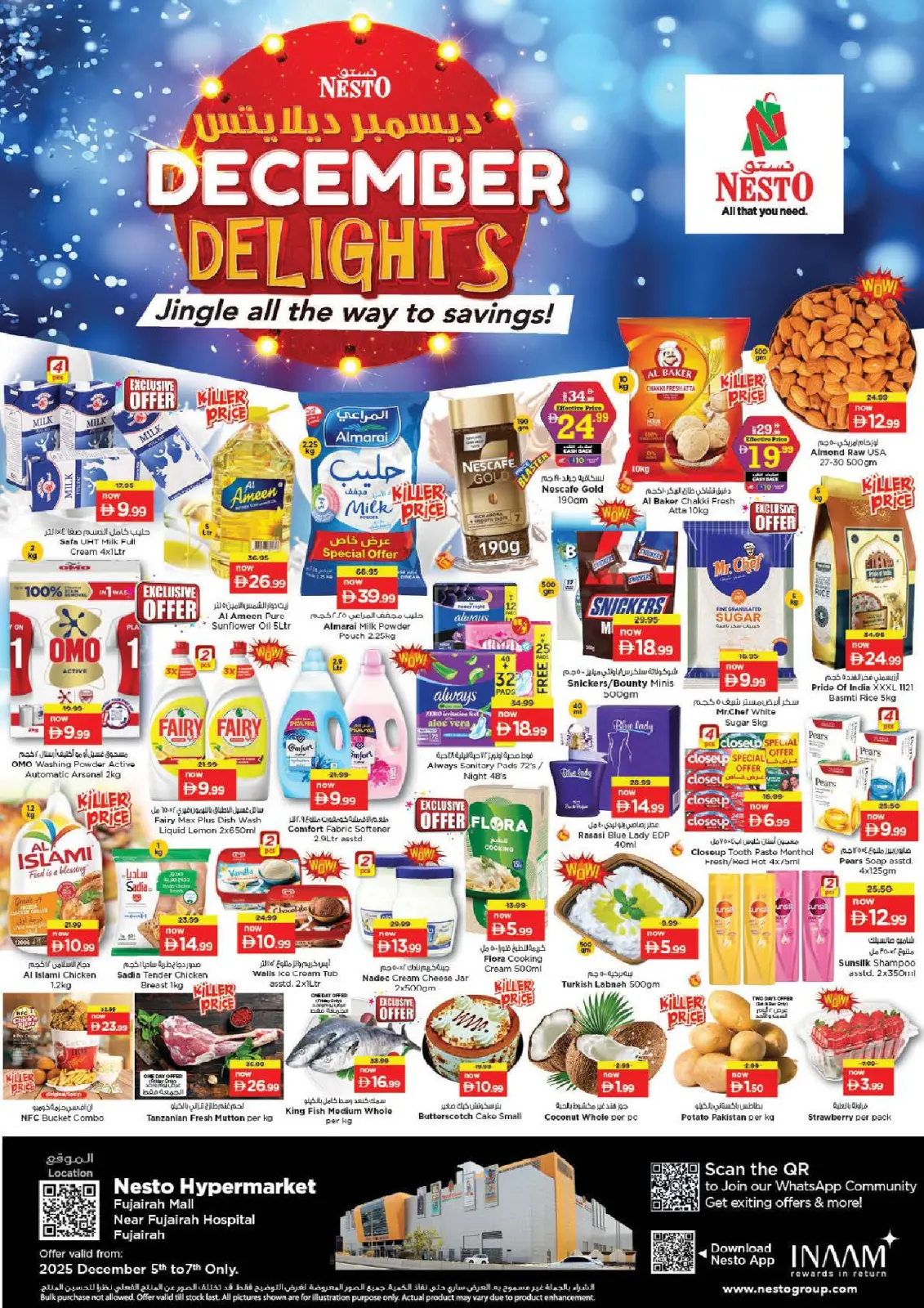 Nesto Hypermarkets Fujairah  Offers from 5 to 7 December DECEMBER DELIGHTS DEALS - Page 1