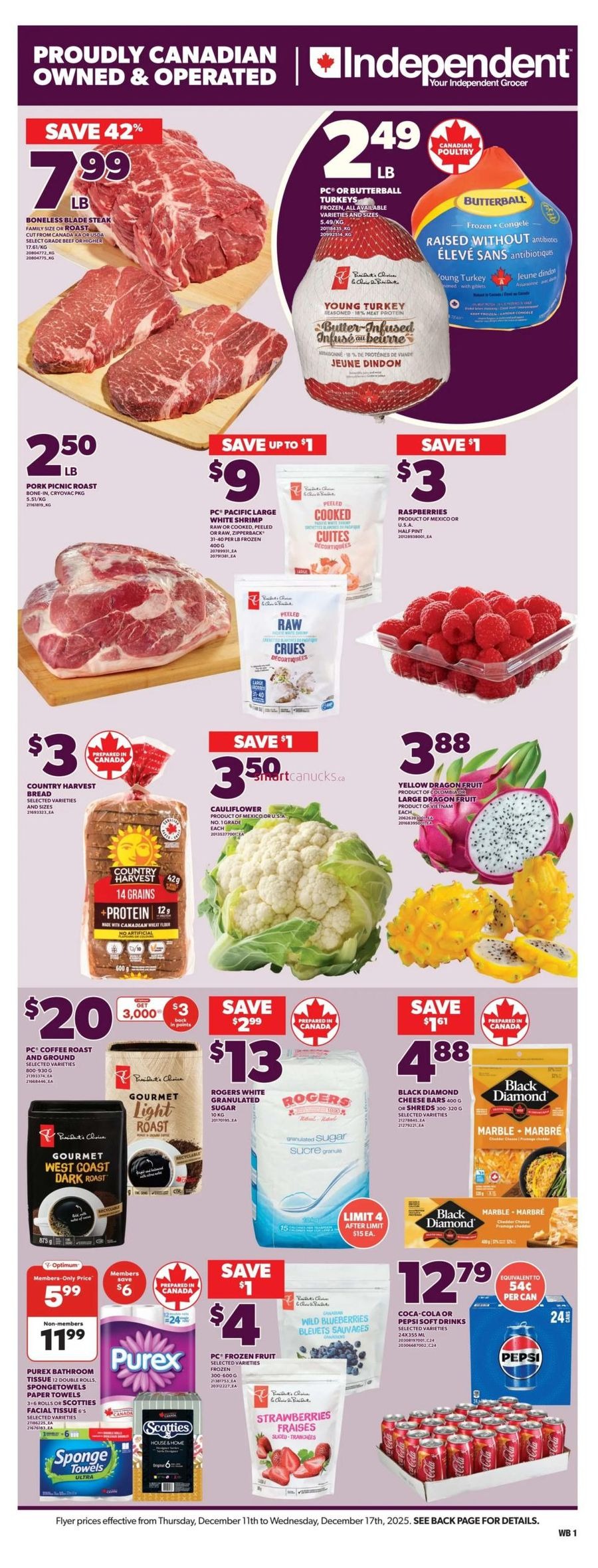 Offres Independent Grocer Canada de 11 à 17 décembre 2025 Offre hebdomadaire