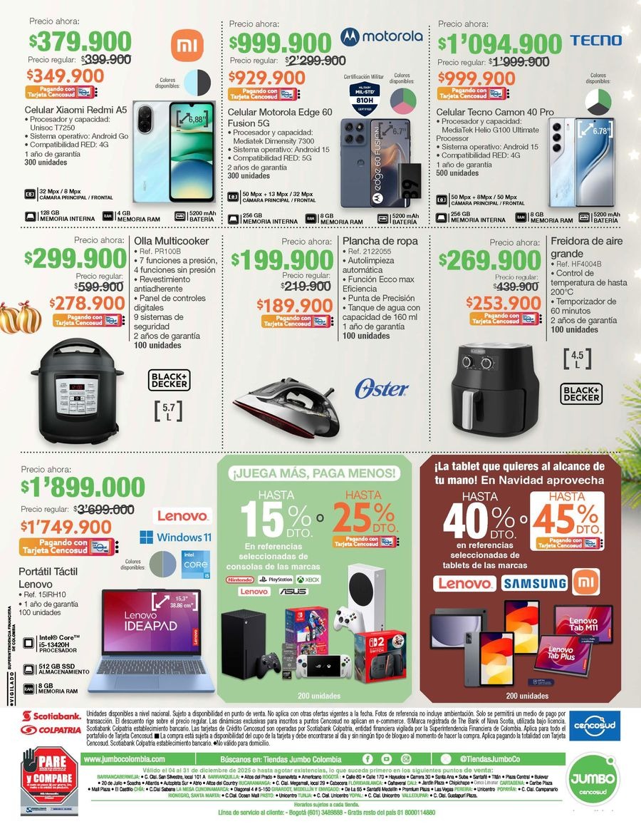 Jumbo Stores Colombia Offers from 12 to 31 December 2025 Gifts Catalog