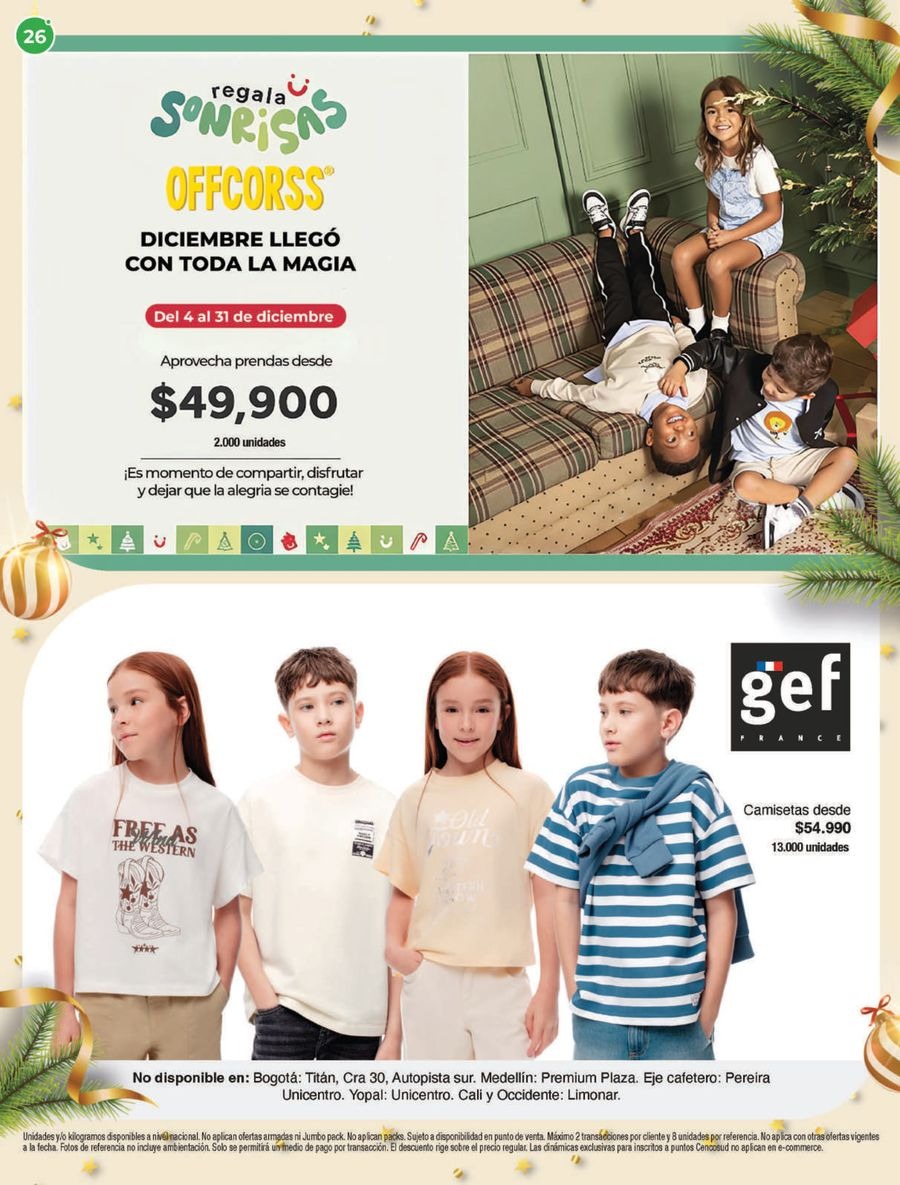 Jumbo Stores Colombia Offers from 4 to 31 December 2025 Garments & Footwear offers