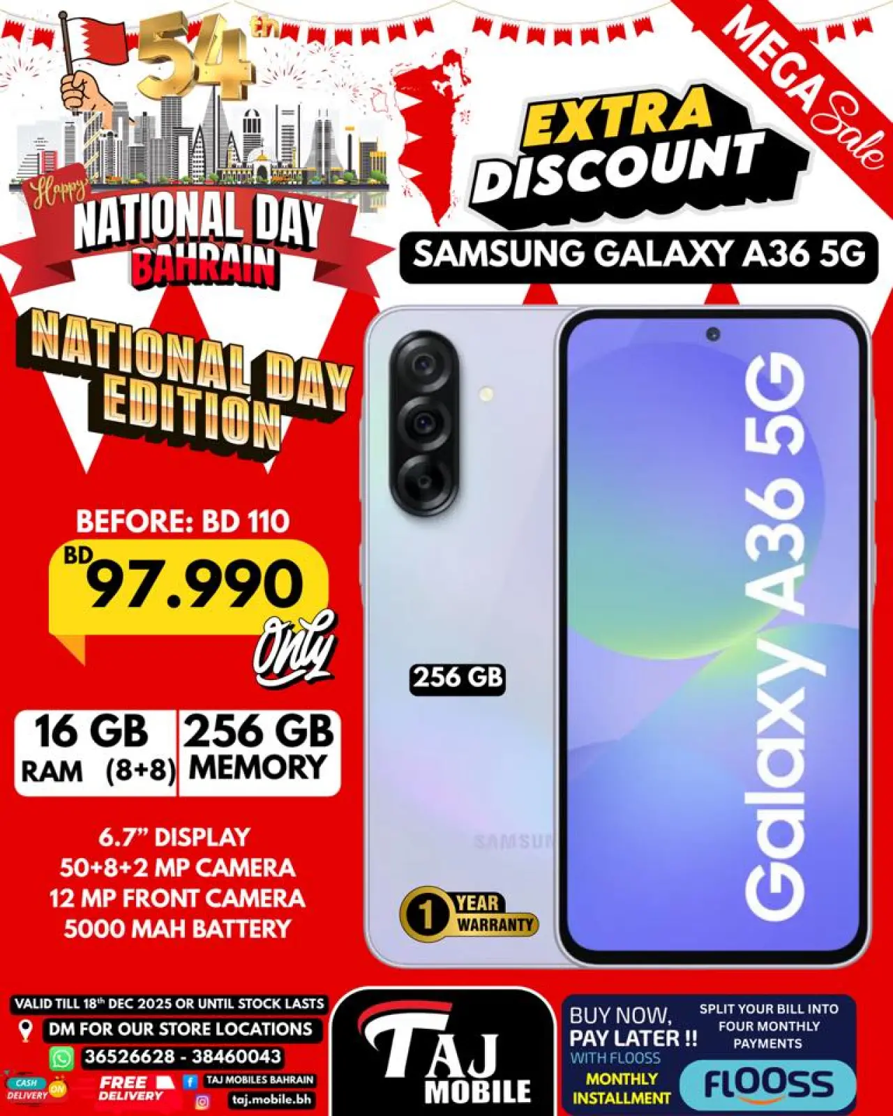 Page 1 in National Day Offers at Taj Mobiles Bahrain