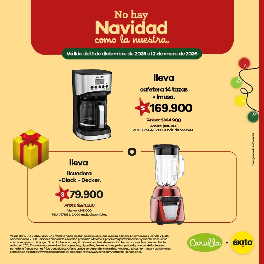 Carulla Colombia Offers from 12 December to 2 January 2026 Exclusive bargains