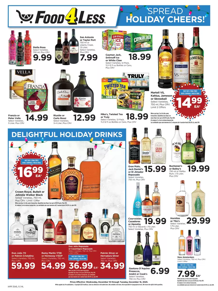 Offres Food 4 Less  California  de 10 à 16 décembre Offres hebdomadaires