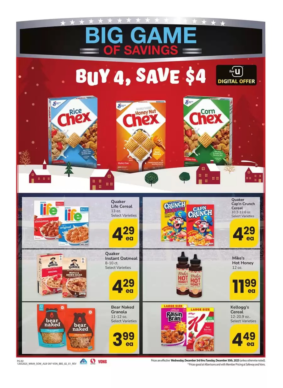 Vons Supermarket USA Offers from 3 to 30 December 2025 Southwest Deals