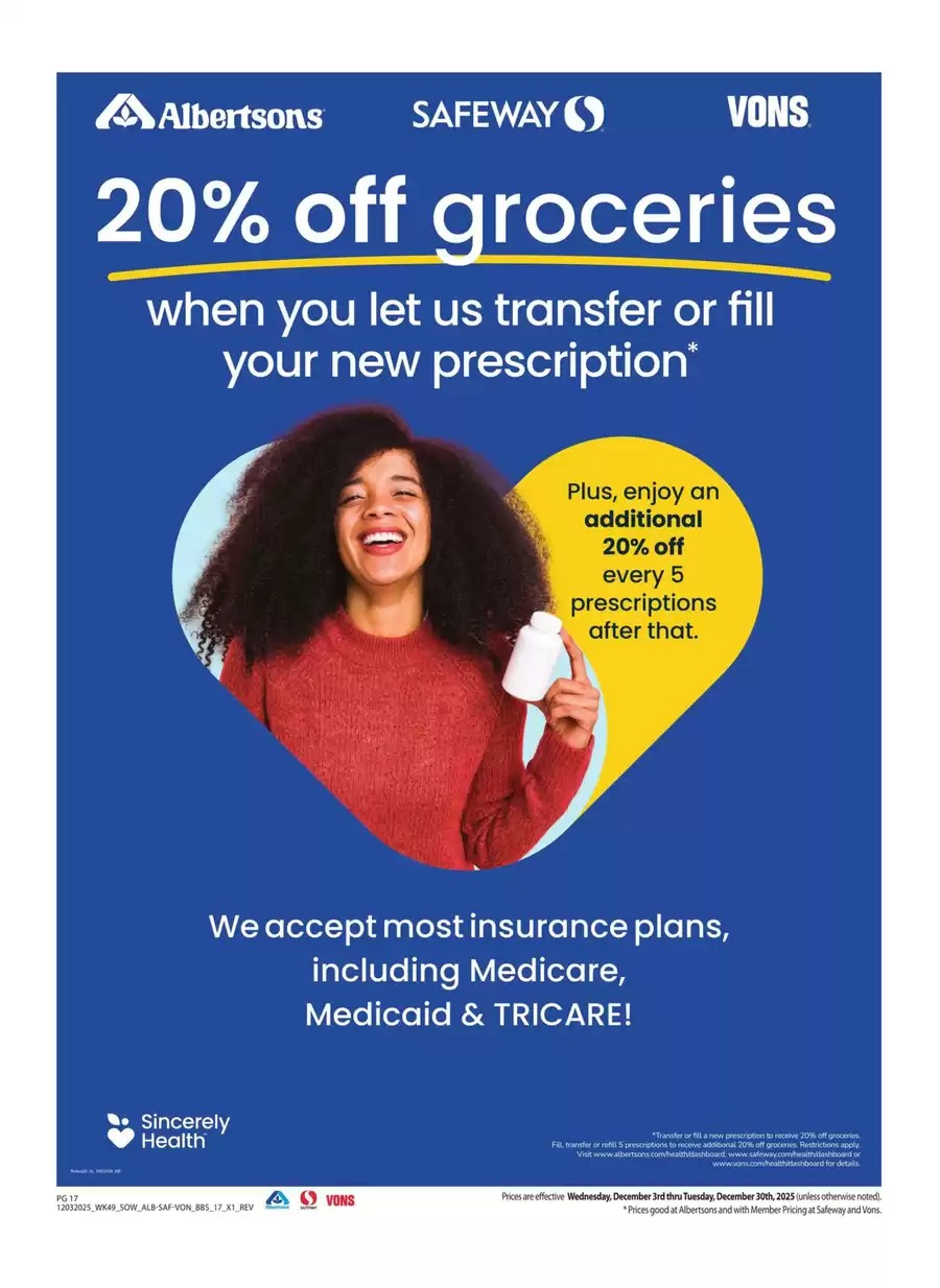 Vons Supermarket USA Offers from 3 to 30 December 2025 Southwest Deals