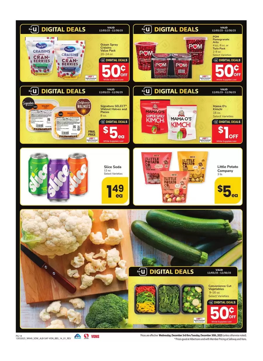 Vons Supermarket USA Offers from 3 to 30 December 2025 Southwest Deals