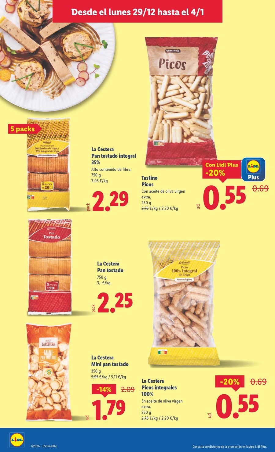 Ofertas de Lidl España de 29 diciembre a 4 enero 2026 ofertas semanales