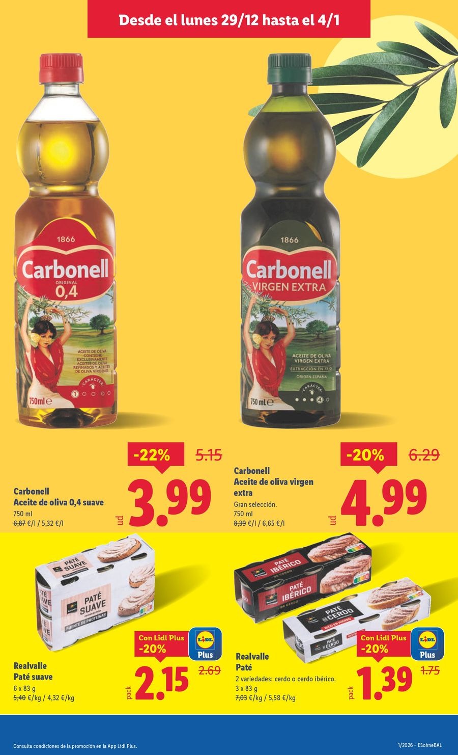 Ofertas de Lidl España de 29 diciembre a 4 enero 2026 ofertas semanales