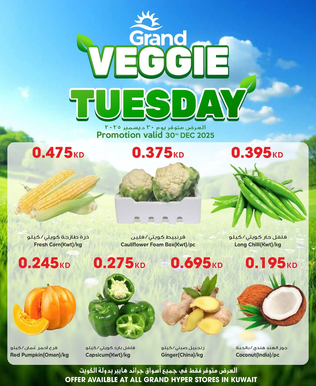 عروض جراند هايبر ماركت الكويت الثلاثاء 30 ديسمبر 2025 عروض الثلاثاء النباتى