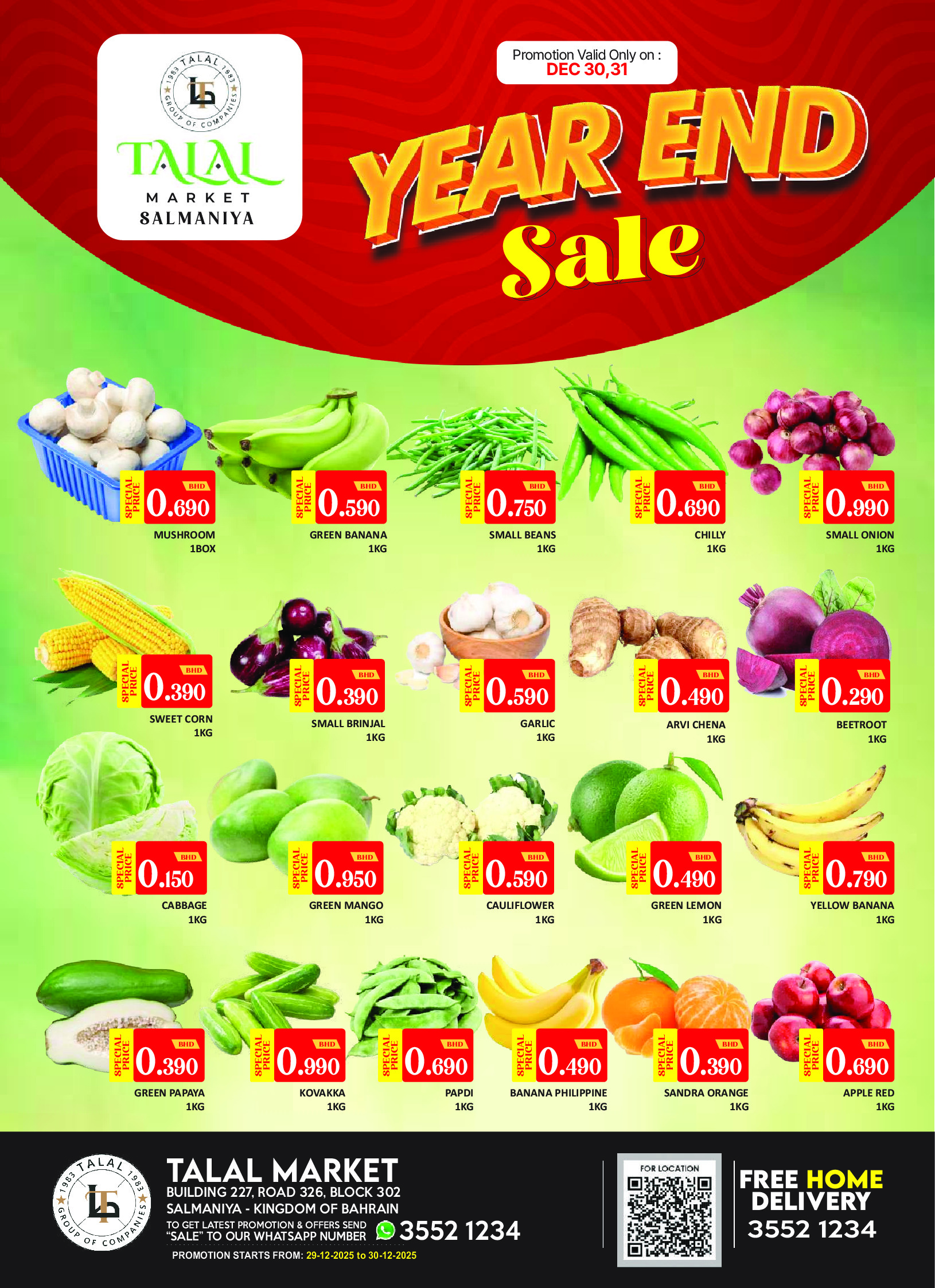 Talal Market Bahrain Offers from 30 to 31 December 2025 Year End offer - Page 1