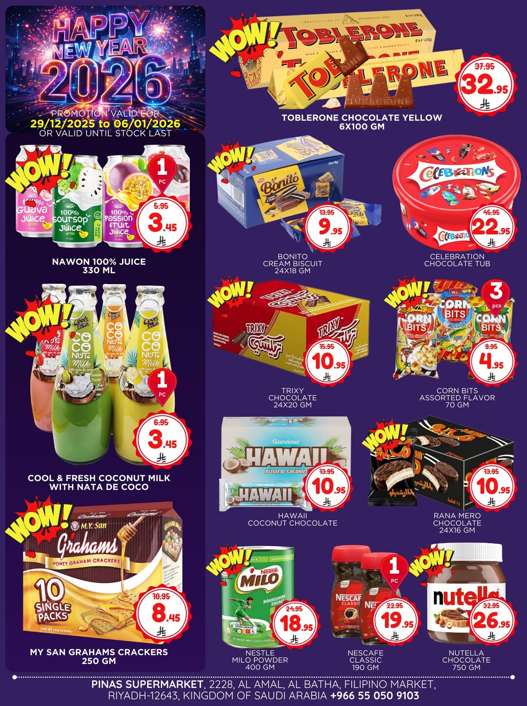 Pinas Supermarket  Riyadh and Batha  Offers from 29 December to 6 January Happy New Year offers