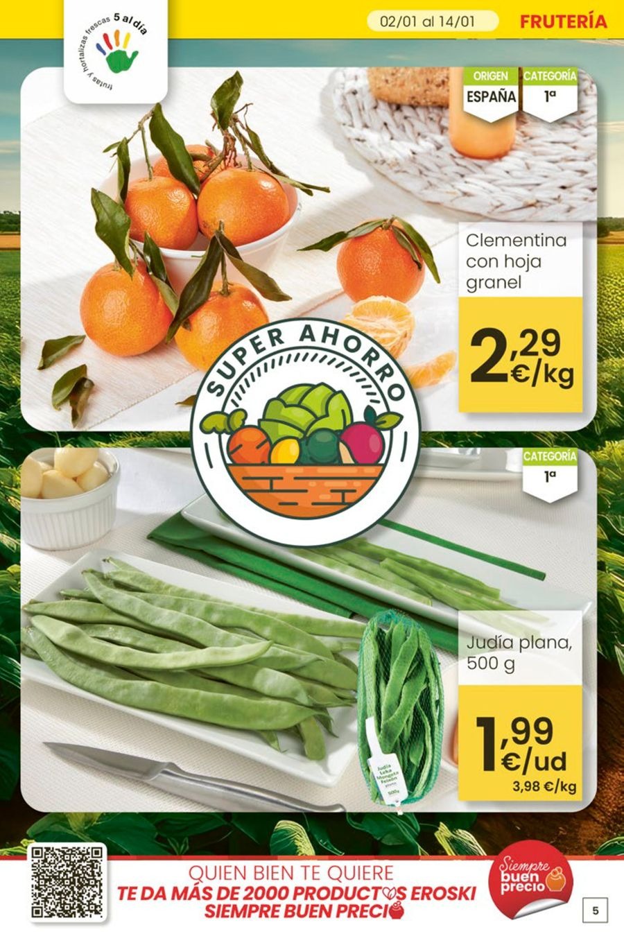 Ofertas de Eroski España de 5 a 13 enero 2026 Para un enero más ligero