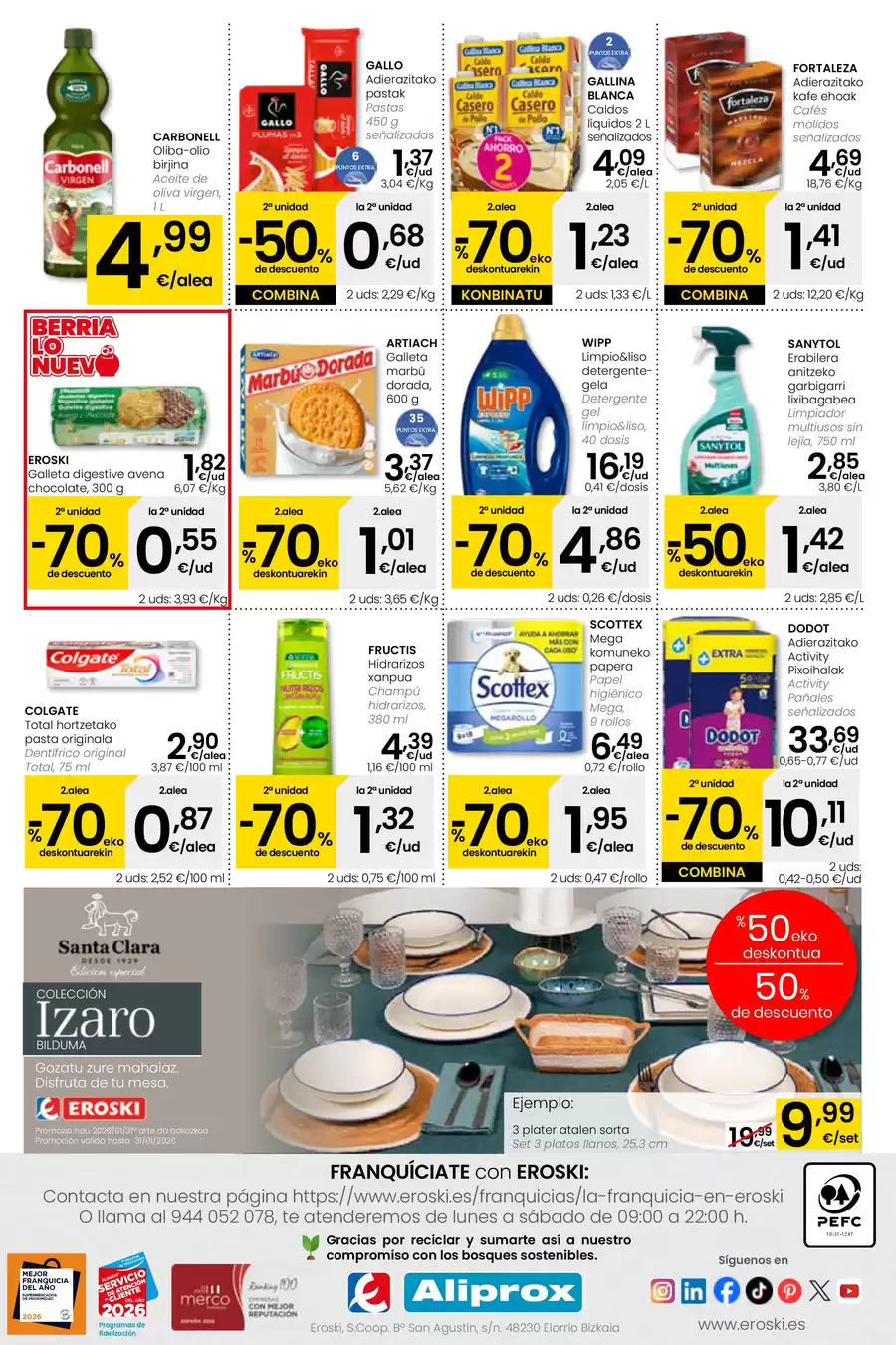 Eroski Spain Offers from 5 to 13 January 2026 2nd unit -70%