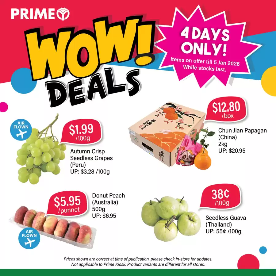 Offres Supermarché Prime Singapour de 2 à 5 janvier 2026 Offres Wow