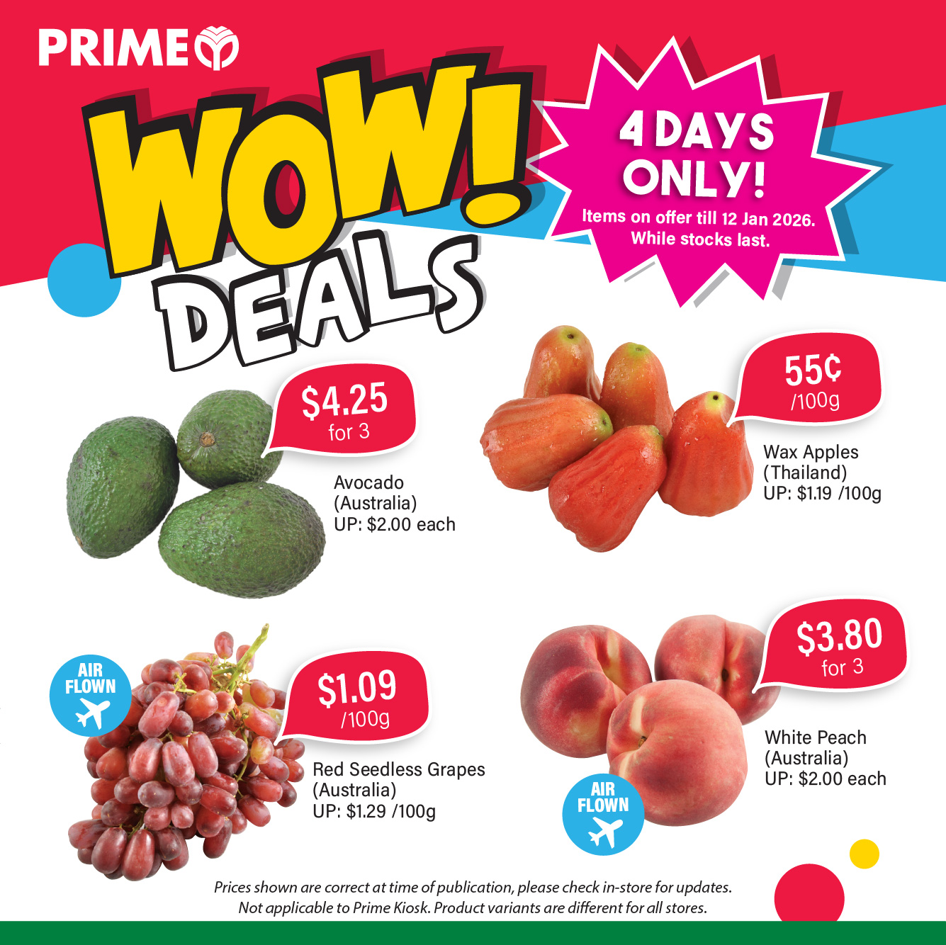 Offres Supermarché Prime Singapour de 9 à 12 janvier 2026 Achat Frais de 4 Jours